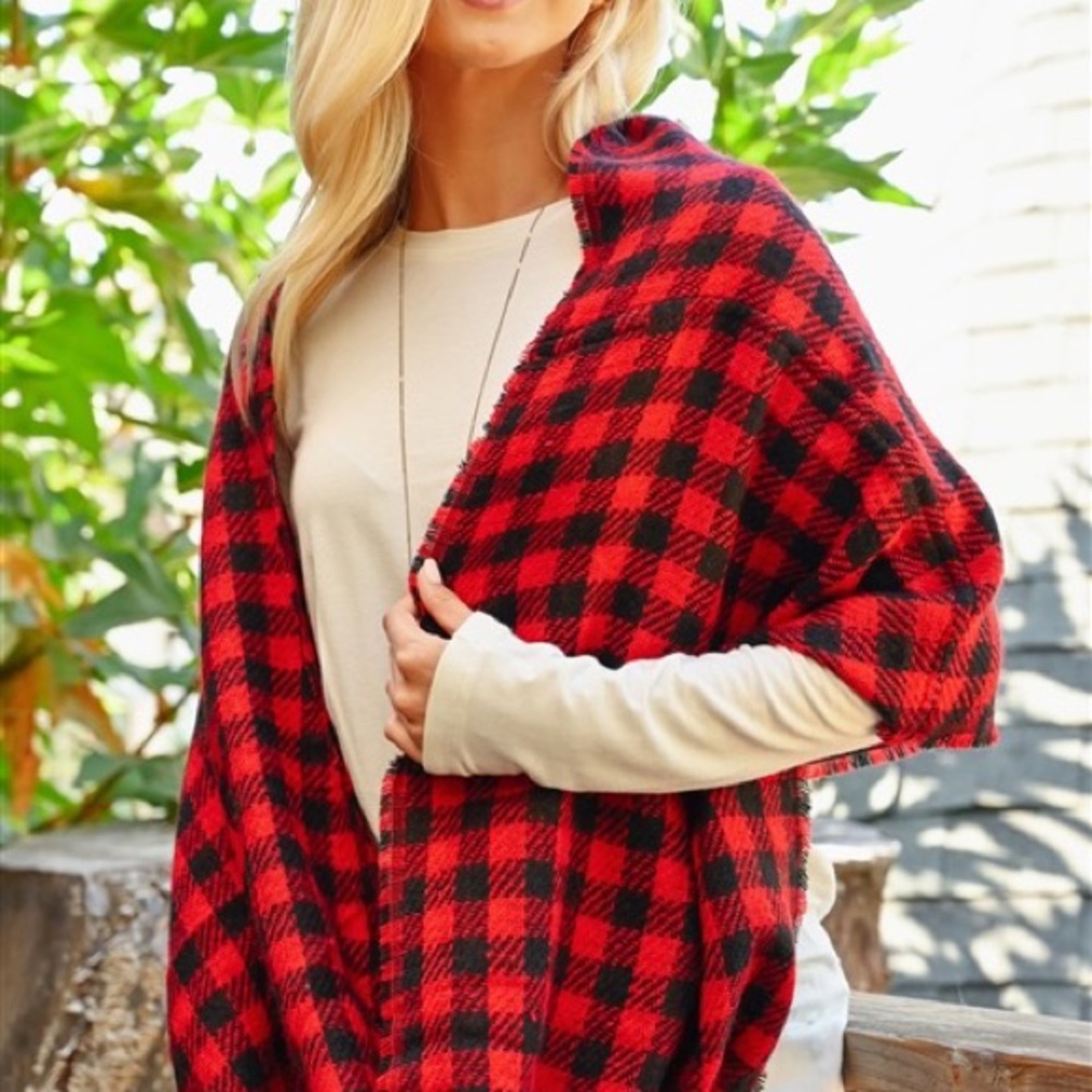 BUFFALO PLAID INFINITY SCARF - RED or BLACK